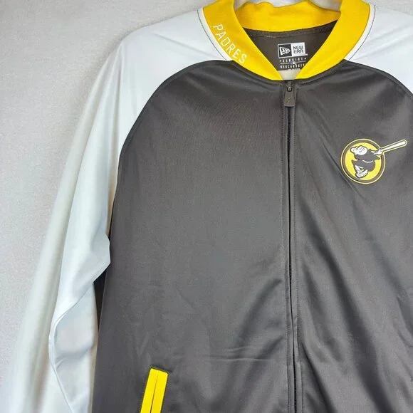 New Era MLB San Diego Padres Zip Bomber Jacket Mens Large Baseball Friar SD